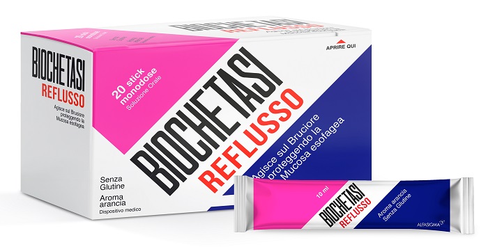 BIOCHETASI REFLUSSO INTEGRATORE PER REFLUSSO E ACIDITÀ  20 STICK